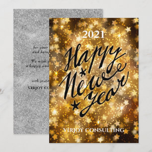 2021 NEW YEAR   Corporate Business Festive Gold Holiday Card