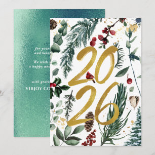 2021 New Year   Corporate Business Festive Pine Holiday Card
