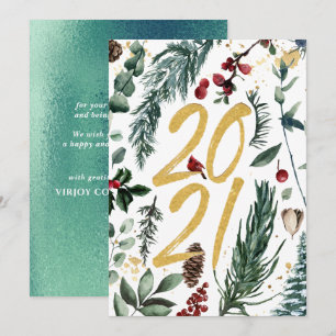2021 New Year   Corporate Business Festive Pine Holiday Card