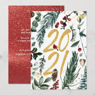 2021 New Year   Corporate Festive Pine Bough Holiday Card