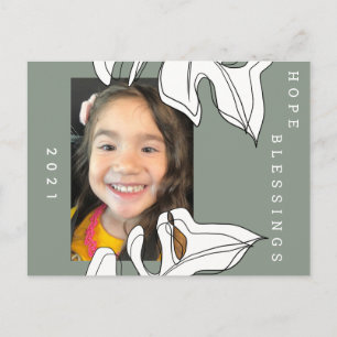 2021 New Years Organic Shapes Botanical Monstera Postcard