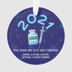 2021 Personalized Family Names Vaccine Christmas Ornament