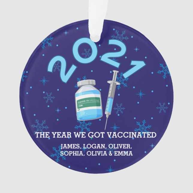2021 Personalized Family Names Vaccine Christmas Ornament (Front)