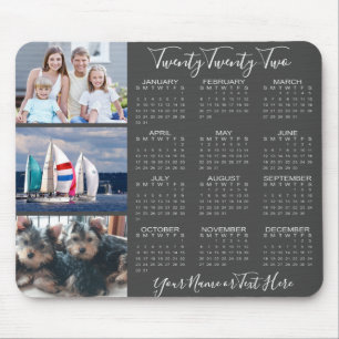 2021 Photo Calendar Stylish Script Grey Mouse Pad