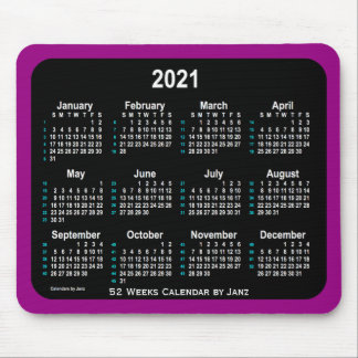2021 Purple Neon 52 Weeks Calendar by Janz Mouse Pad