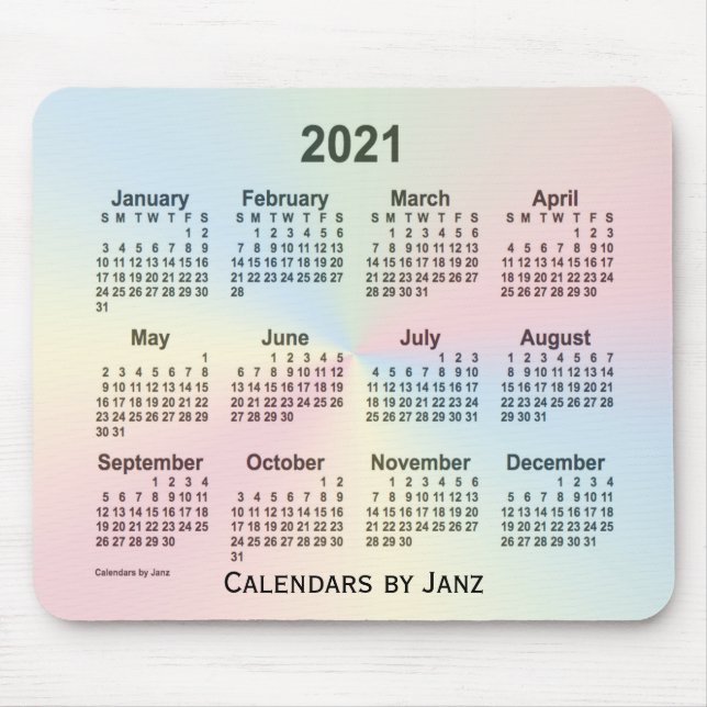 2021 Rainbow Cloud Calendar by Janz Mouse Pad (Front)