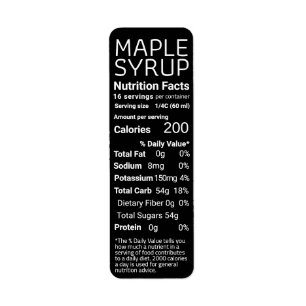 2021 Retour Adresse Sirop d'érable Nutrition Noir