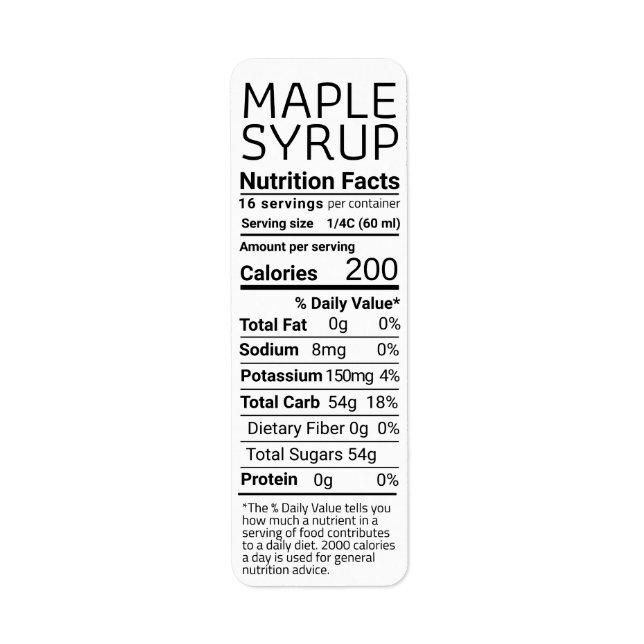 2021 Return Address Maple Syrup Nutrition White (Front)