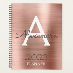 2021 Rose Gold Blush Pink Sparkle Monogram Planner