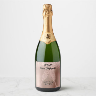 2021 Rose Gold New Year Toast From Your Name Sparkling Wine Label