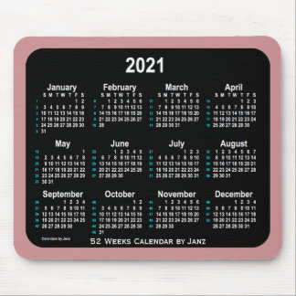 2021 Rosey Brown Neon 52 Weeks Calendar by Janz Mouse Pad