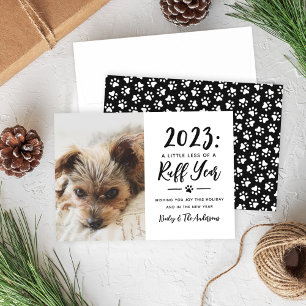 2021 Ruff Year Black and White Funny Dog Photo Holiday Card