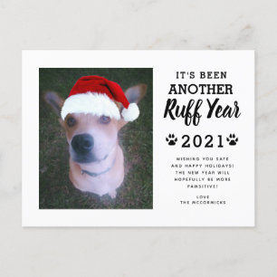 2021 Ruff Year Funny Dog Photo Personalized Holiday Postcard