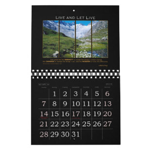 2021 Serenity Prayer God Grant Quote Recovery Calendar