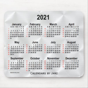 2021 Silver Satin 52 Weeks Calendar by Janz Mouse Pad
