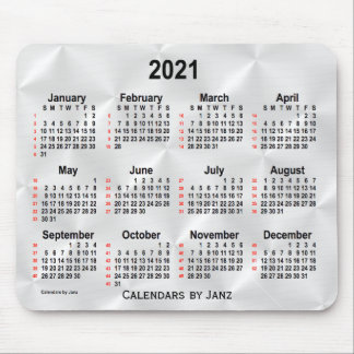 2021 Silver Satin 52 Weeks Calendar by Janz Mouse Pad