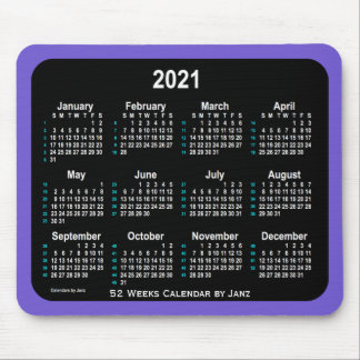 2021 Slate Blue Neon 52 Weeks Calendar by Janz Mouse Pad