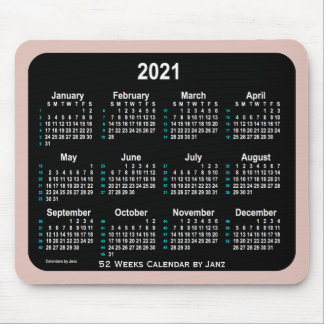 2021 Thistle Neon 52 Weeks Calendar by Janz Mouse Pad