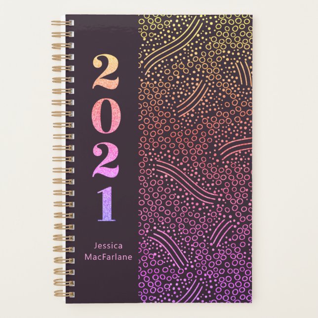 2021 Typography Iridescent Holographic Confetti Planner (Front)