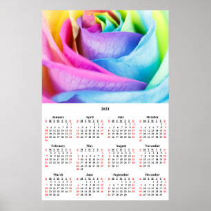 2021 Wall Calendar Poster Rose arc-en-ciel