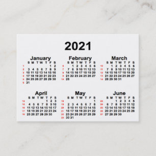 2021 White 52 Week Calendar by Janz Business Cards