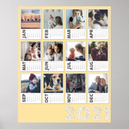 2021 Year Calendar Modern Photo Collage Poster