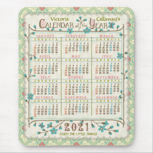 2021 Year Calendar Victorian Art Nouveau   Custom Mouse Pad