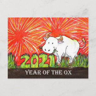 2021 Year of the Ox postcard