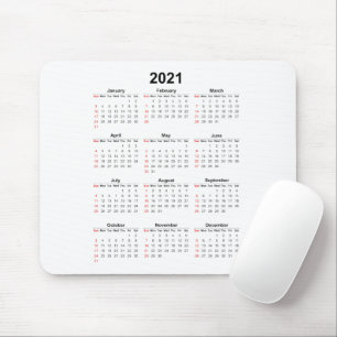 2021 Yearly Calendar Basic Mouse Pad