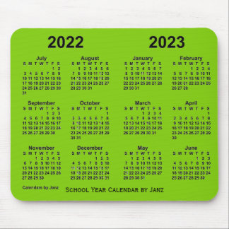 2022-2023 School Year Yellowgreen Calendar by Janz Mouse Pad