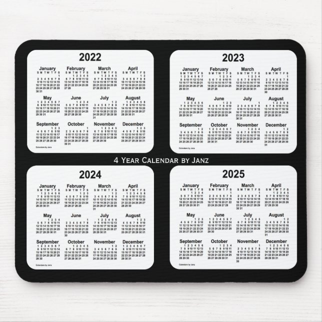 2022-2025 Black and White 4 Year Calendar by Janz Mouse Pad (Front)