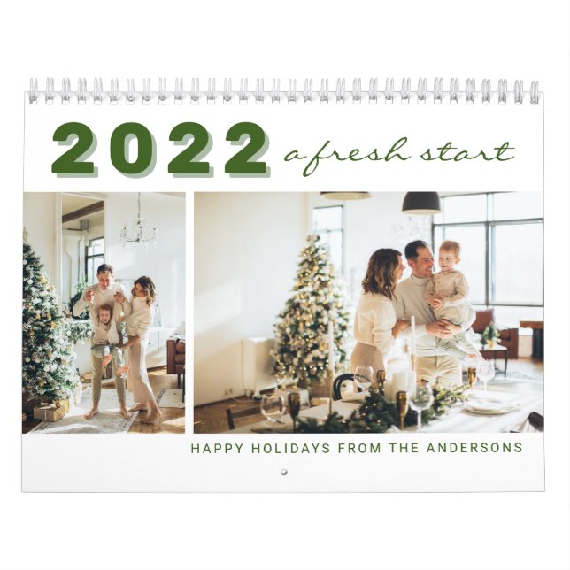 2022 A Fresh Start New Year Modern Family Photo Calendar (Cover)