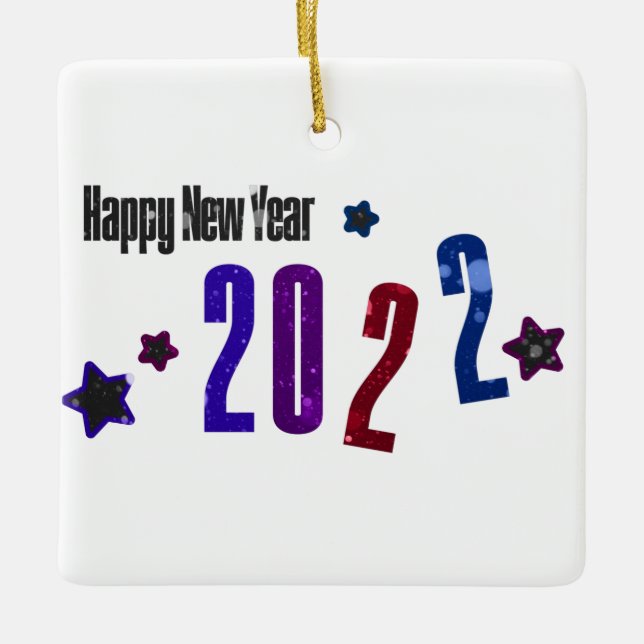 2022 A premium and elegant Happy New Year. Ceramic Ornament (Front)