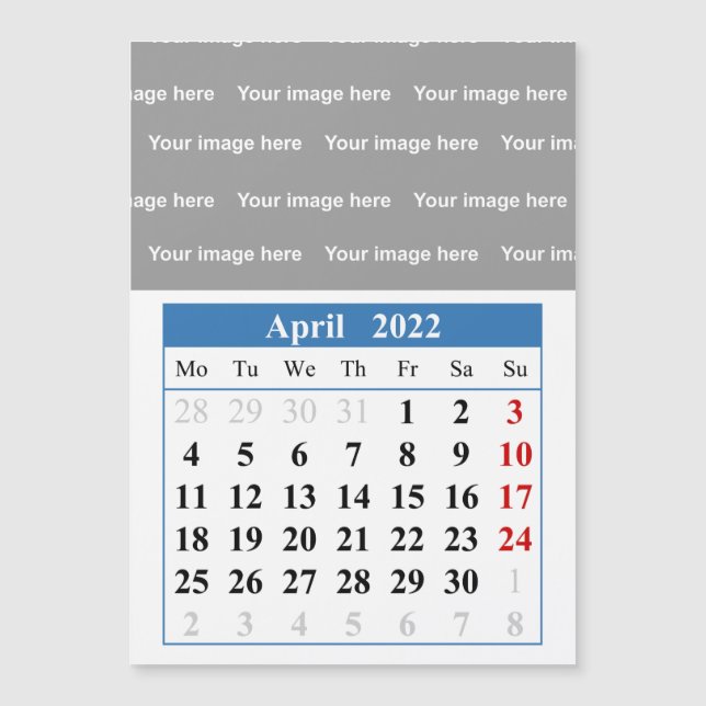 2022 April calendar Magnetic card (Front)