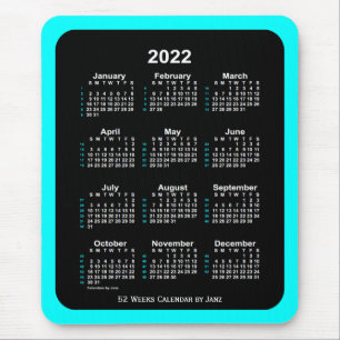 2022 Aqua Neon 52 Week Calendar by Janz Mouse Pad