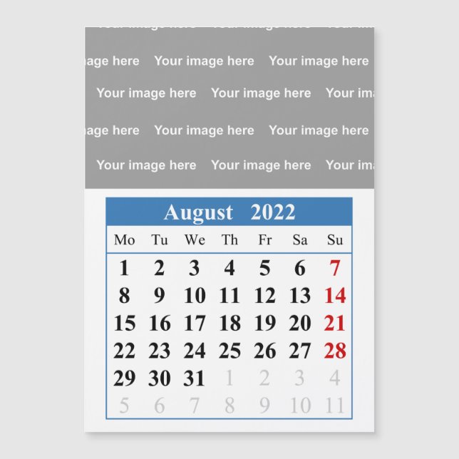 2022 August calendar Magnetic card (Front)