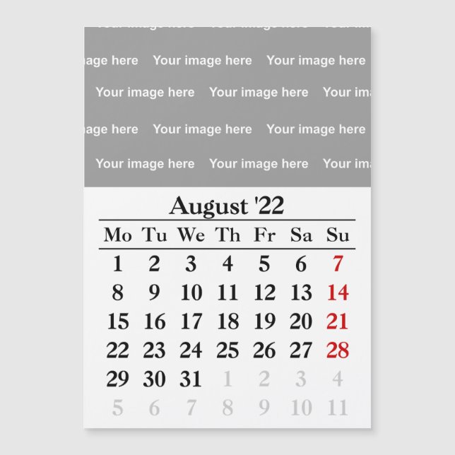 2022 August calendar Magnetic card (Front)