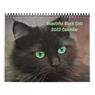 2022 Beaux Chats Noirs Calendrier mural de 12 mois