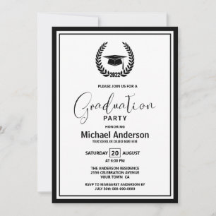 2022 Black Border Graduation Party  Invitation