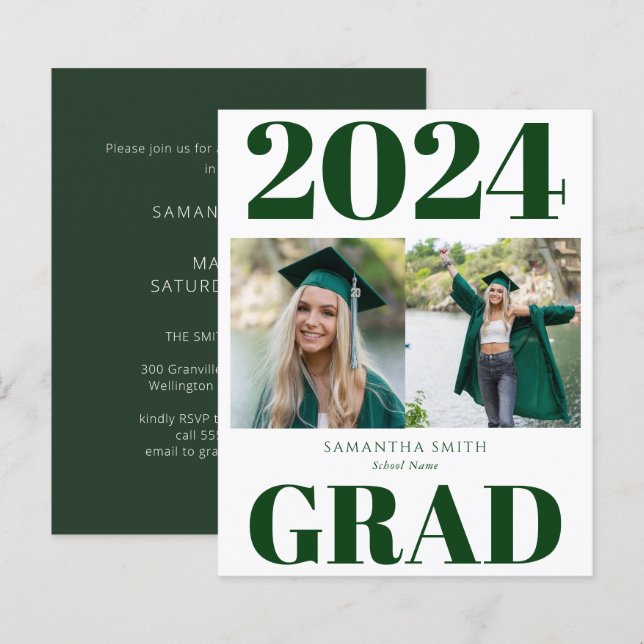 2022 BUDGET Green Modern Script 2 Photo Invitation (Front/Back)