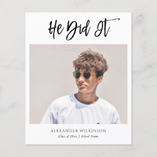 2022 BUDGET He Did It Modern Boy Grad Announcement
