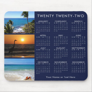 2022 Calendar 3 Photo Collage Your Color Mouse Pad