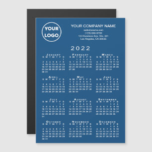 2022 Calendar Business Logo Text Blue Magnet Card