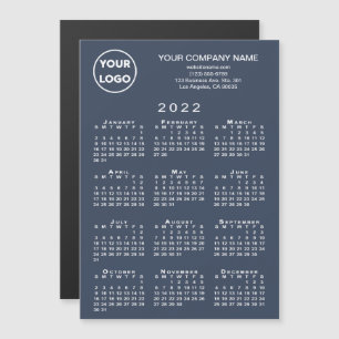 2022 Calendar Business Logo Text Navy Magnet Card