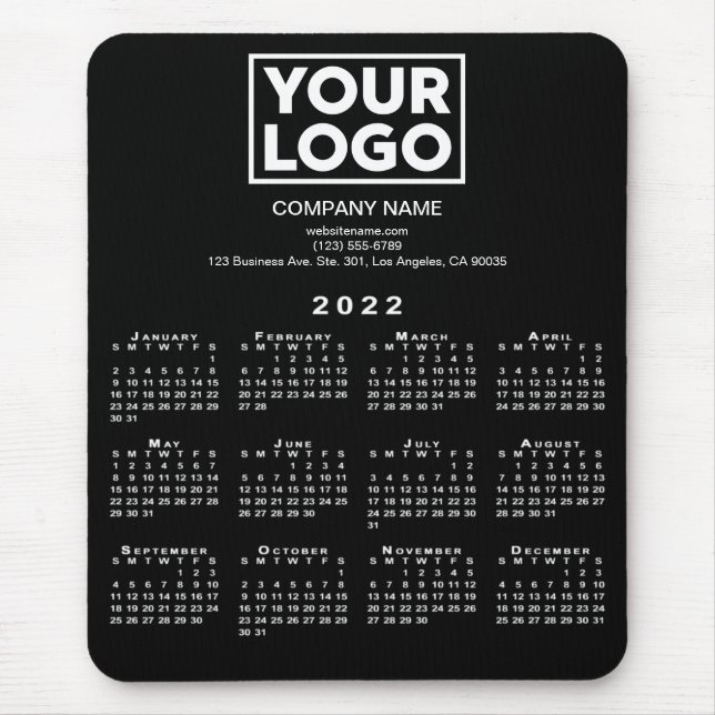 2022 Calendar Company Logo and Text on Black Mouse Pad (Front)