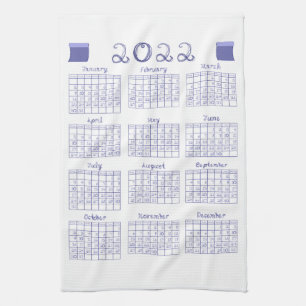2022 Calendar Fabric Font Veri Peri  Kitchen Towel