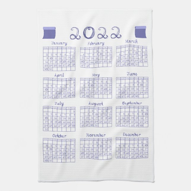 2022 Calendar Fabric Font Veri Peri  Kitchen Towel (Vertical)