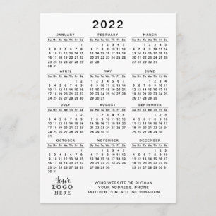 2022 Calendar Full Year White Black Simple Minimal Program