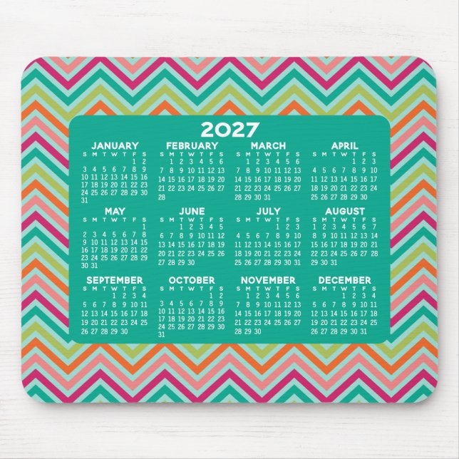 2022 Calendar - huge colourful chevron pattern Mouse Pad (Front)