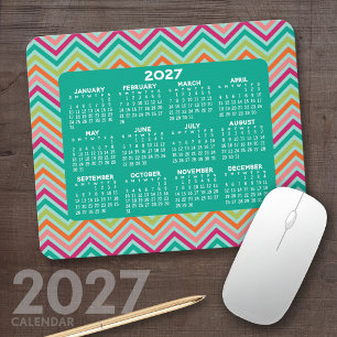 2022 Calendar - huge colourful chevron pattern Mouse Pad